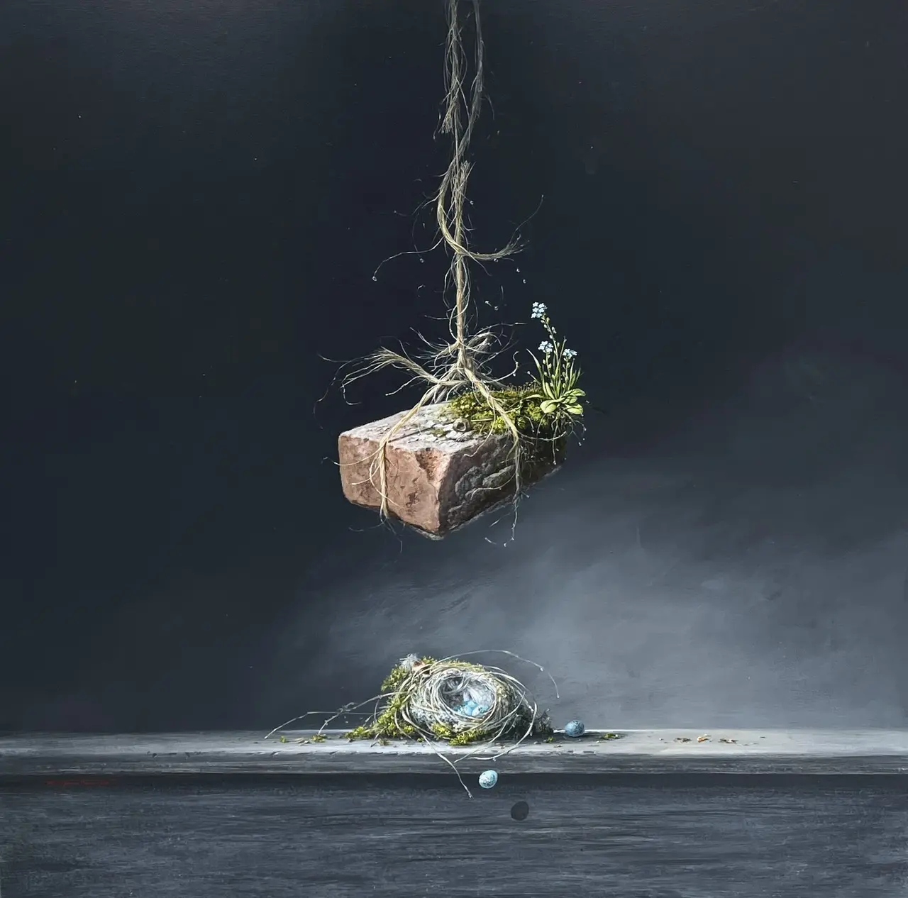 Bryan Hanlon - brick, bucket and birds nest