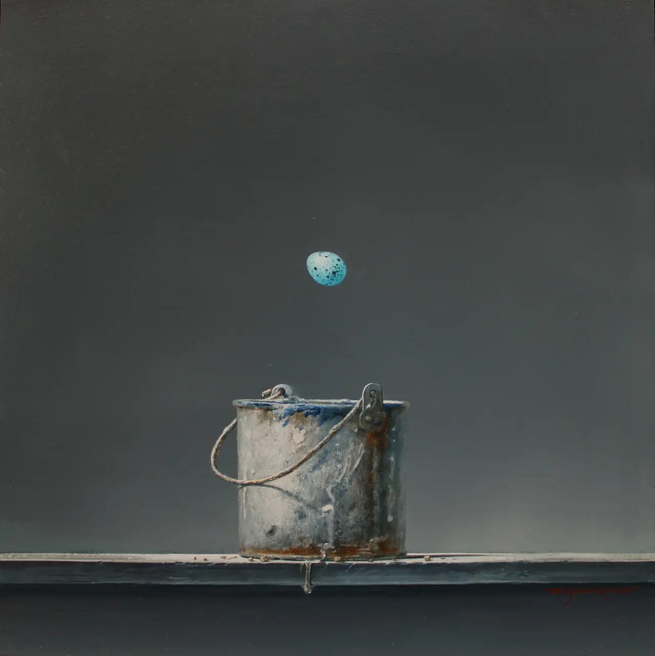 Bryan Hanlon - the beauty of simple things, tin mug and thrushes egg