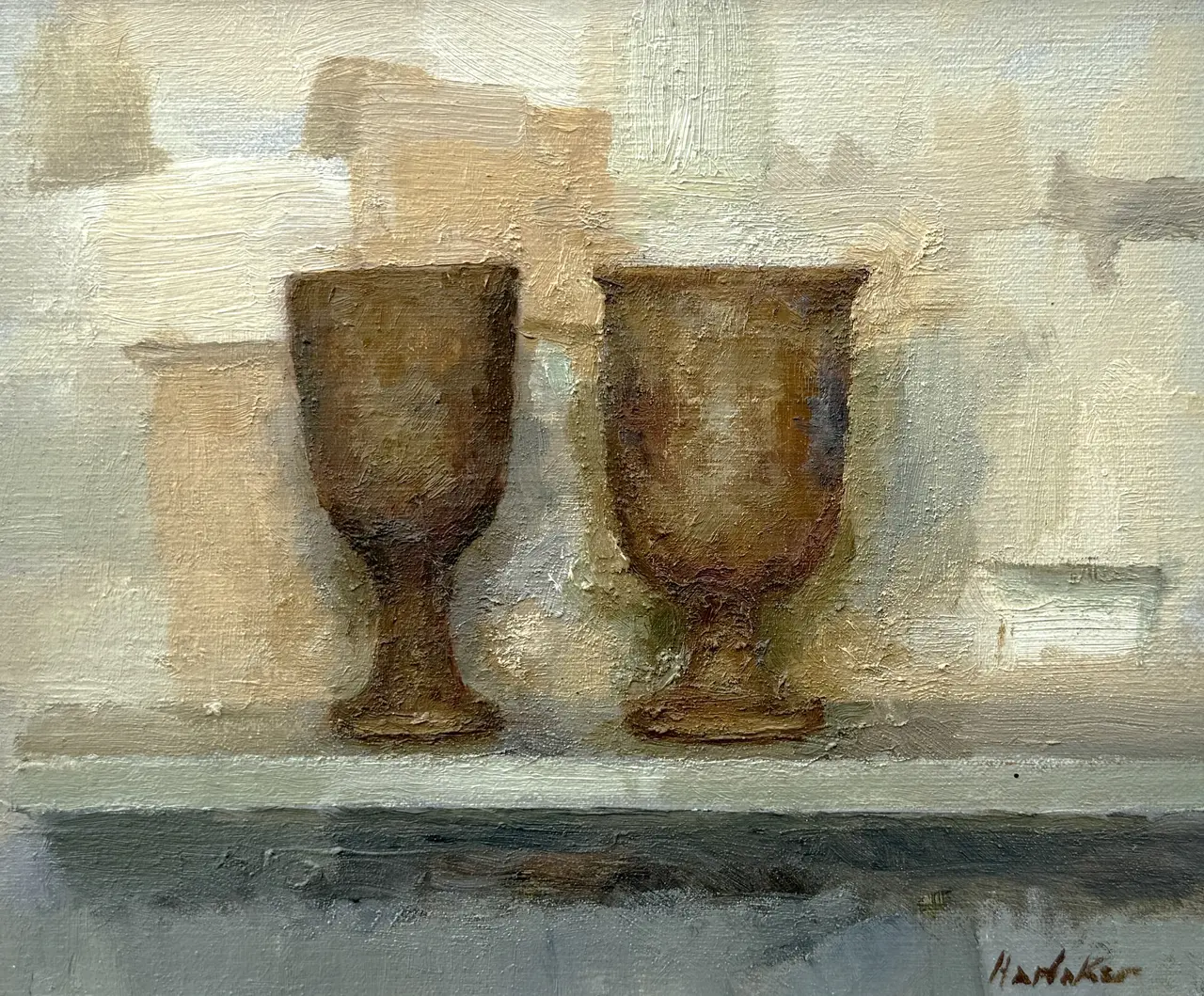 Charles Hardaker - two vessels on a shelf