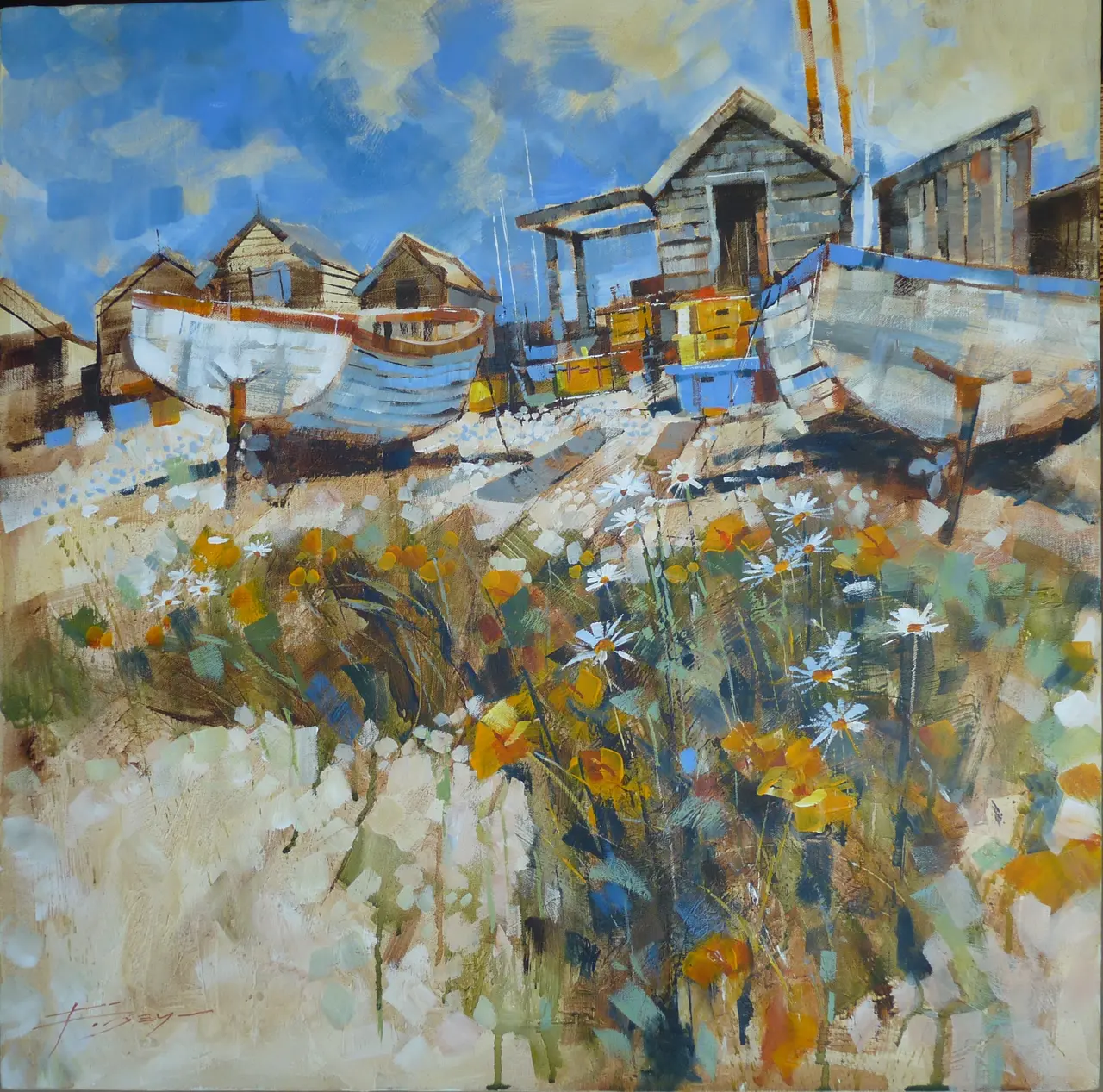 Chris Forsey - daisies among pebbles 