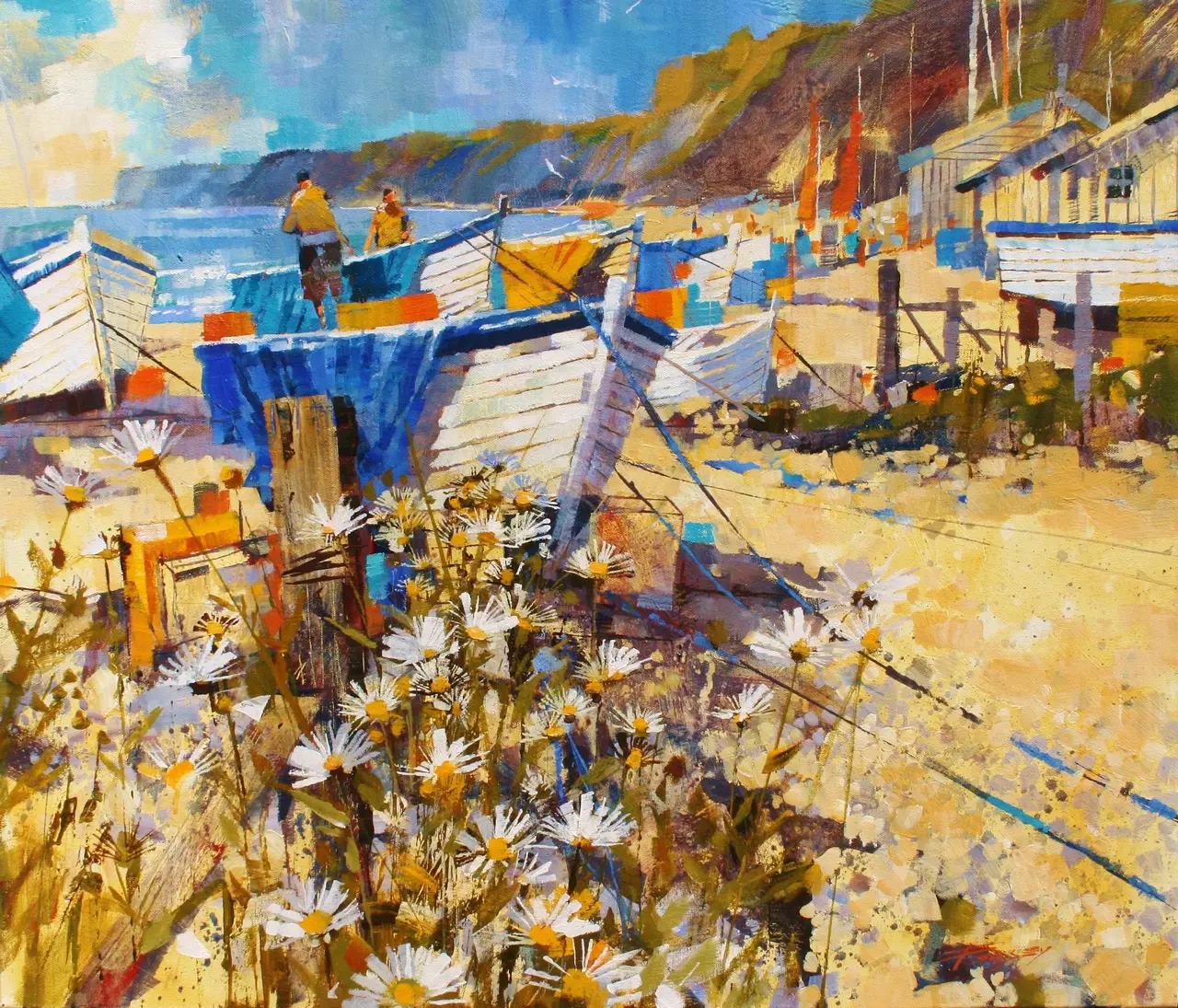 Chris Forsey - boats, tarps and daisies, budleigh salterson