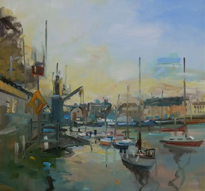 David Atkins - harbour on an autumn evening