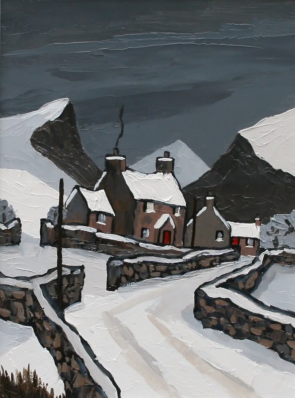 David Barnes - snowdonian village in winter
