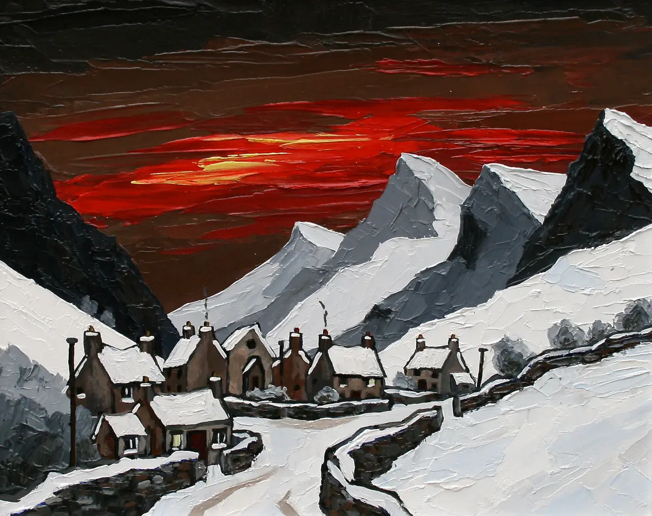 David Barnes - snowbound road near nant peris