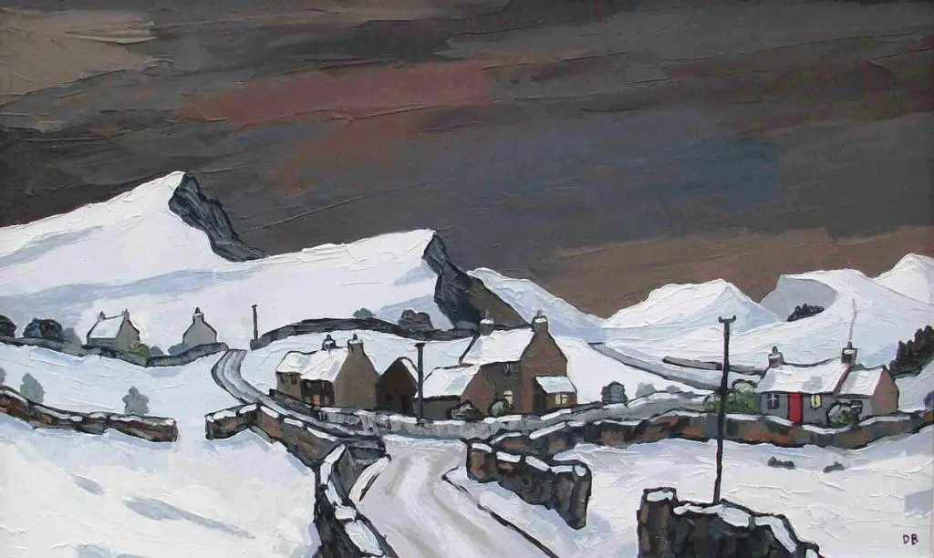 David Barnes - welsh village in winter