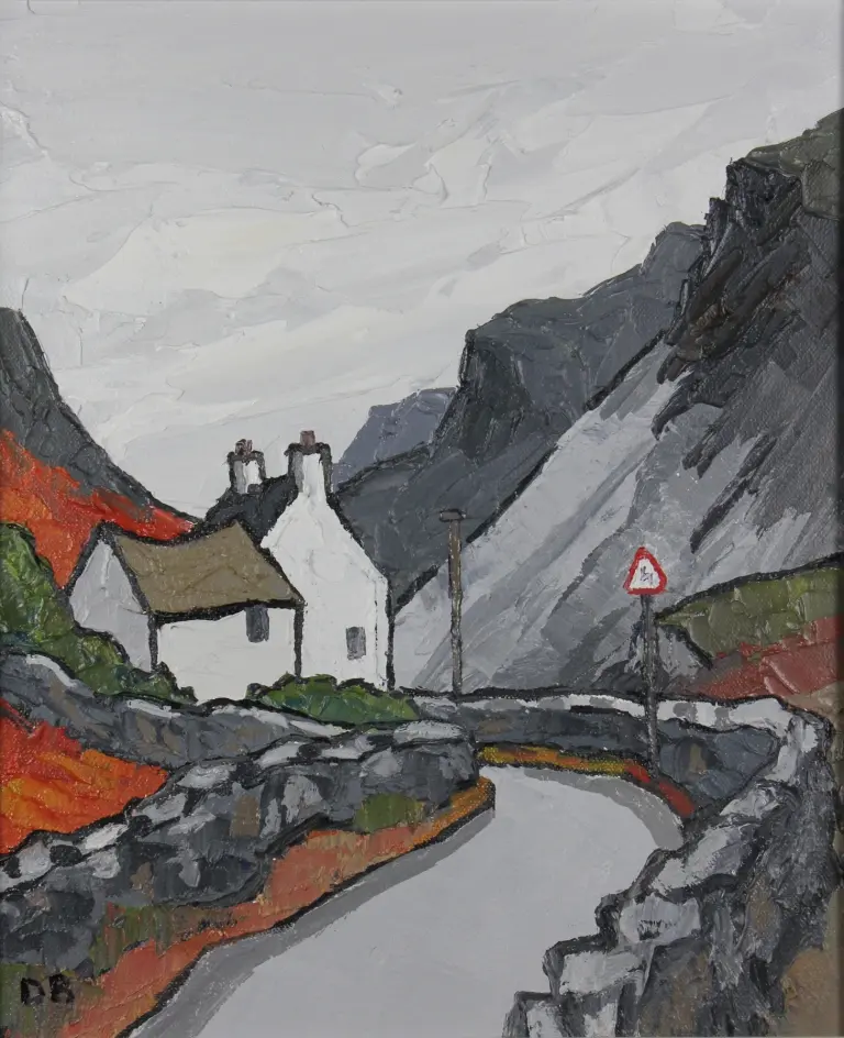 David Barnes - cottage and dark mountains
