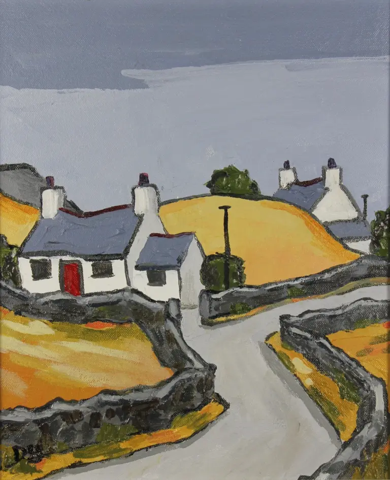 David Barnes - cottage and yellow field