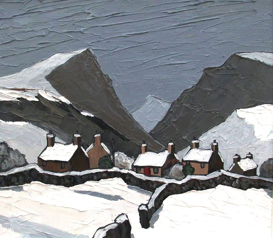 David Barnes - welsh village in winter