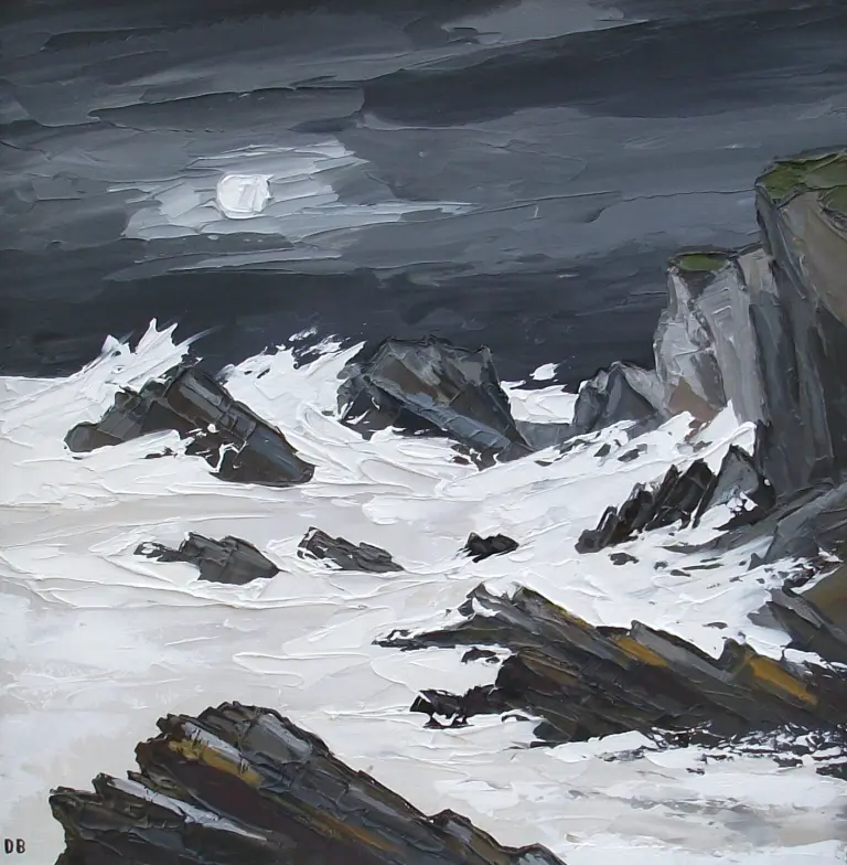 David Barnes - rhoscolyn rocks by moonlight