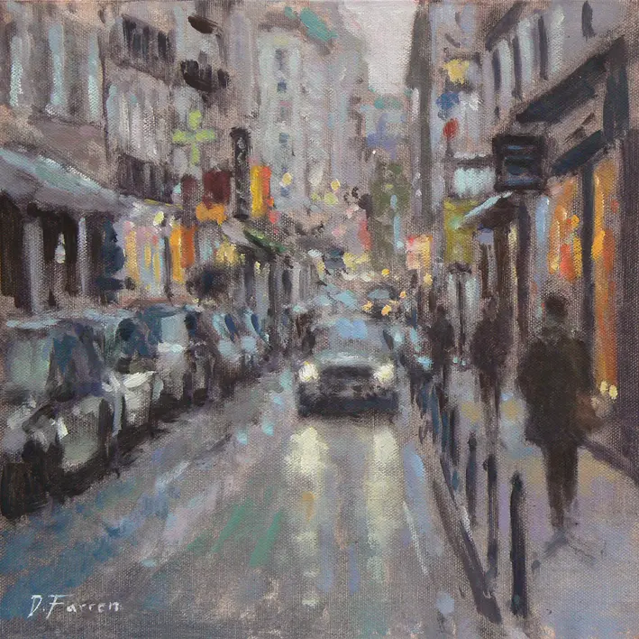 David Farren - evening lights, rue de seine, paris