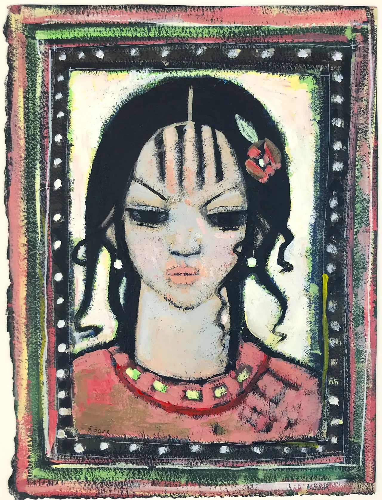 Endre Roder - lady with flower in her hair