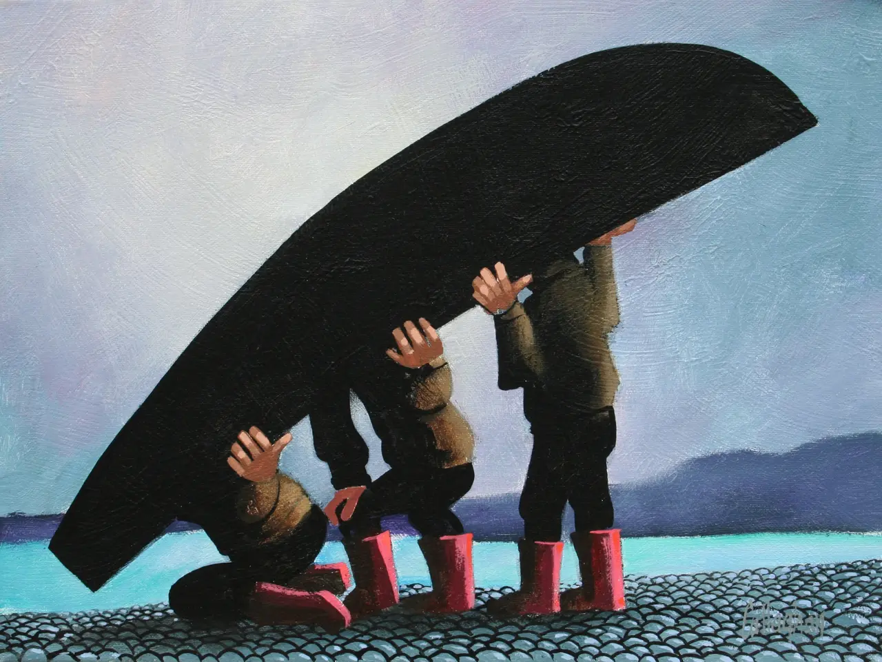 George Callaghan - three men and a currach