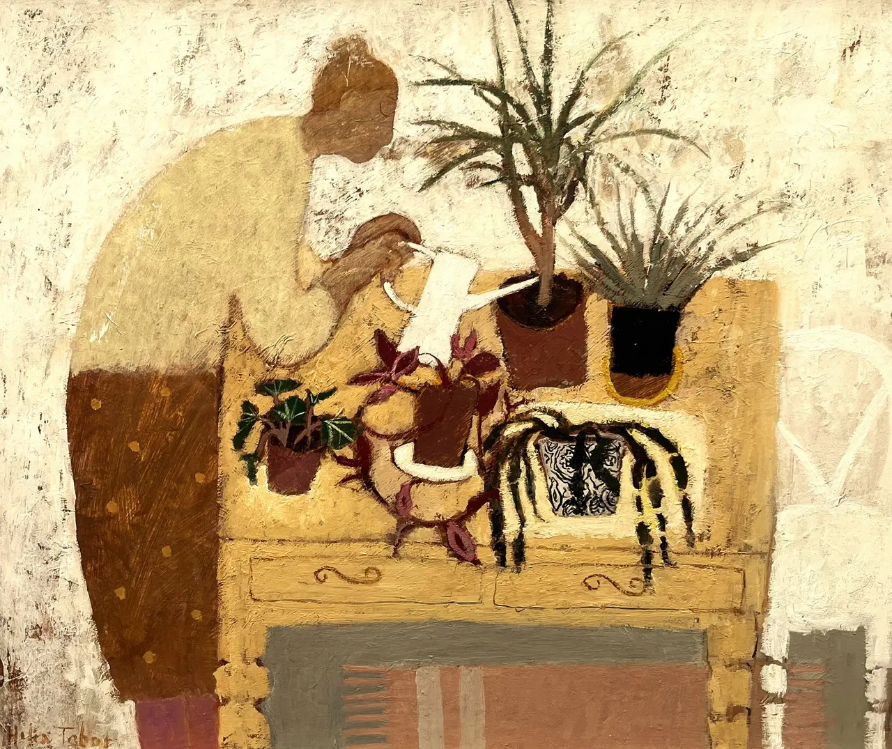Helen Tabor - watering the house plants