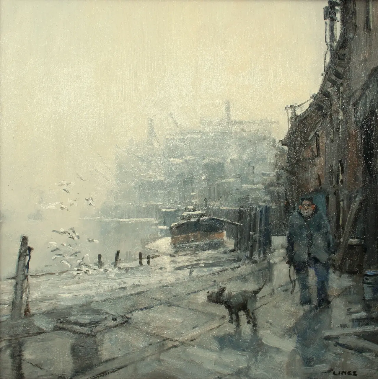 John Lines - dockside seagulls