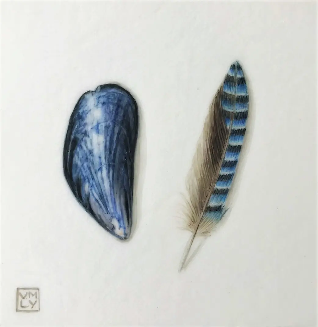 Louise Young - shell and feather (blue)