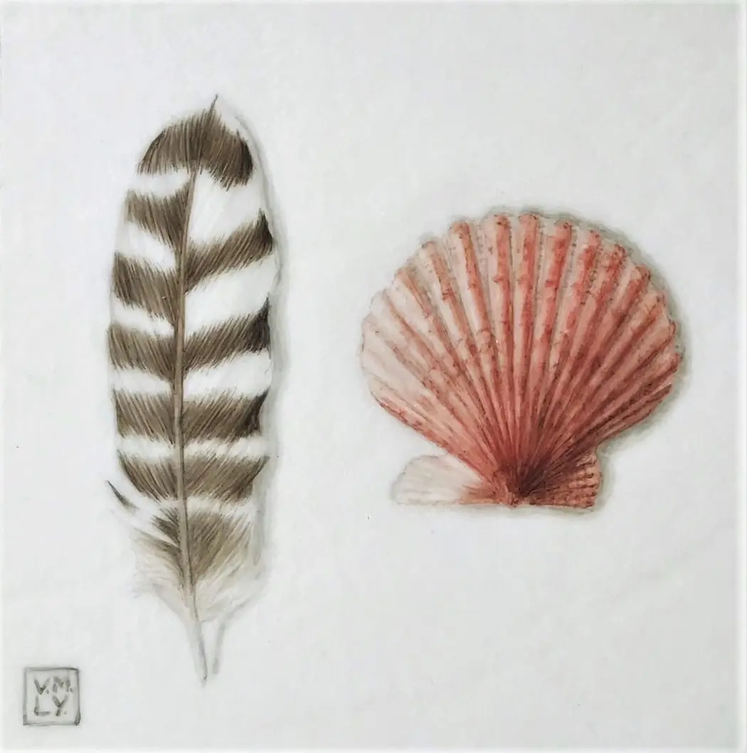 Louise Young - feather and shell (red)