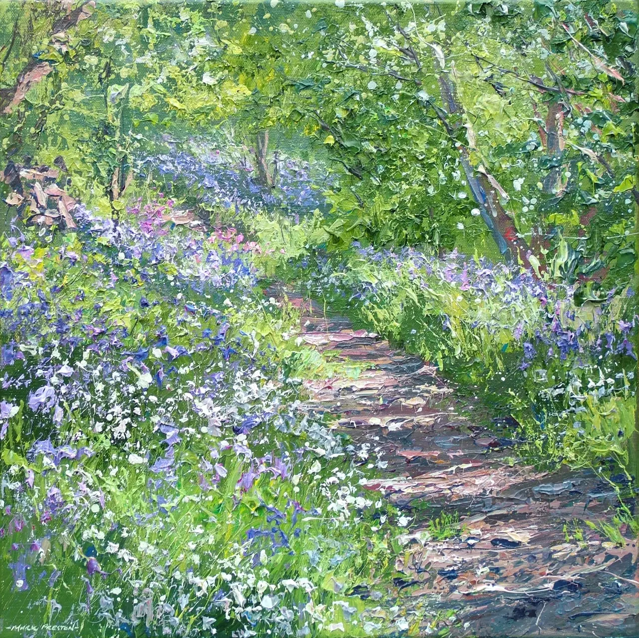 Mark Preston - bluebells and stitchwort, bramley wood