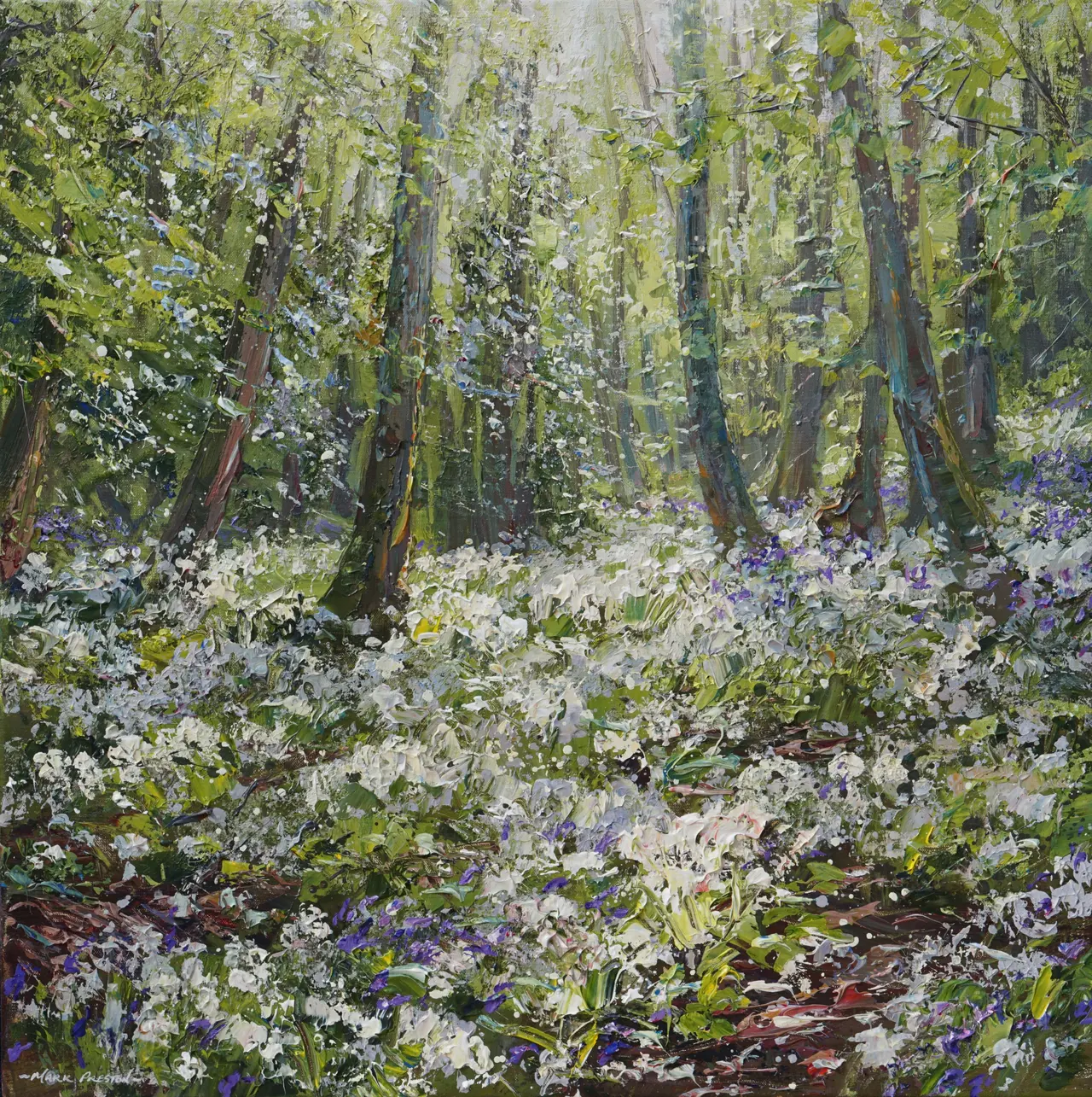 Mark Preston - sunlit ramsons and bluebells, ashleyhay