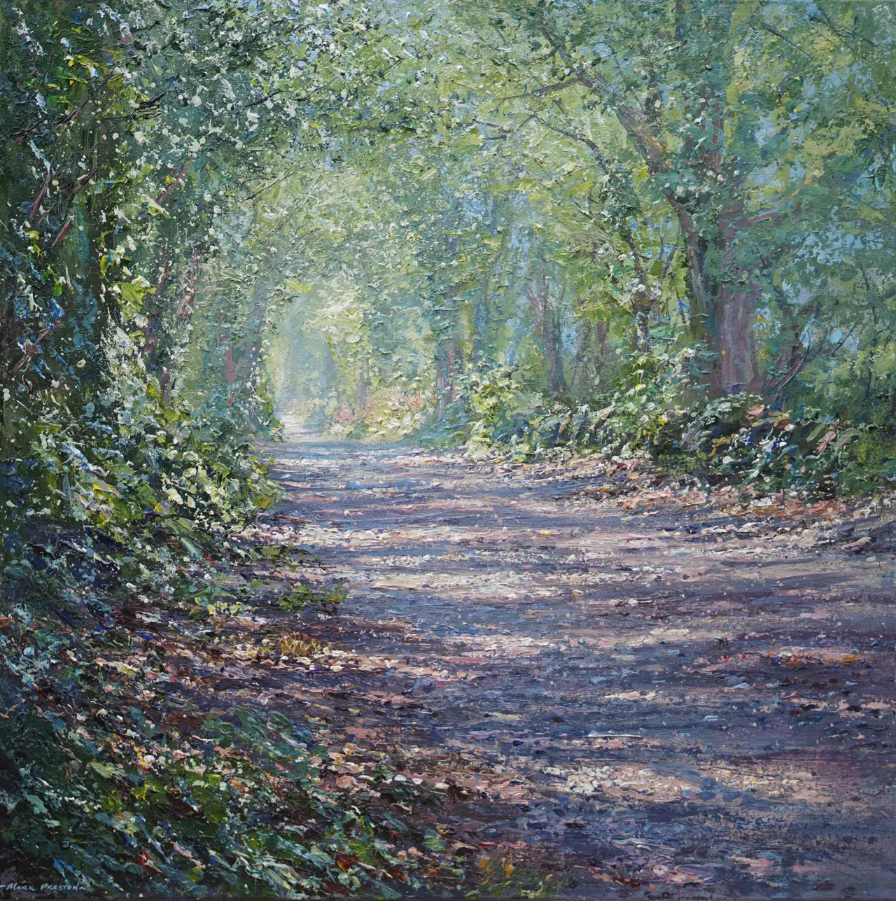 Mark Preston - dappled light, lane end 