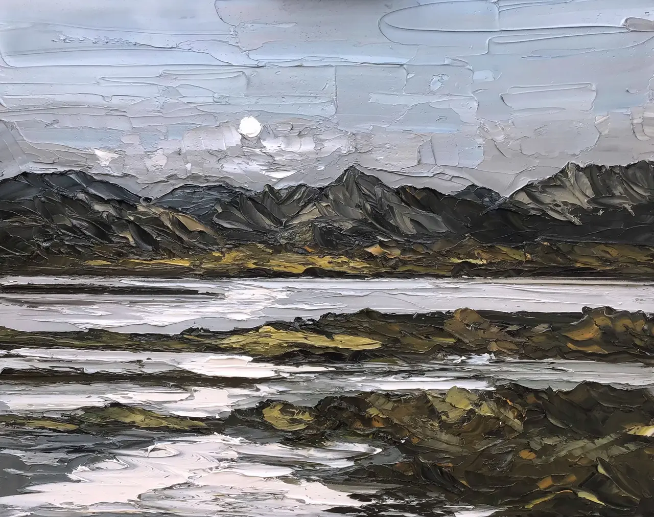 Martin Llewellyn - moon above snowdonia mountain range