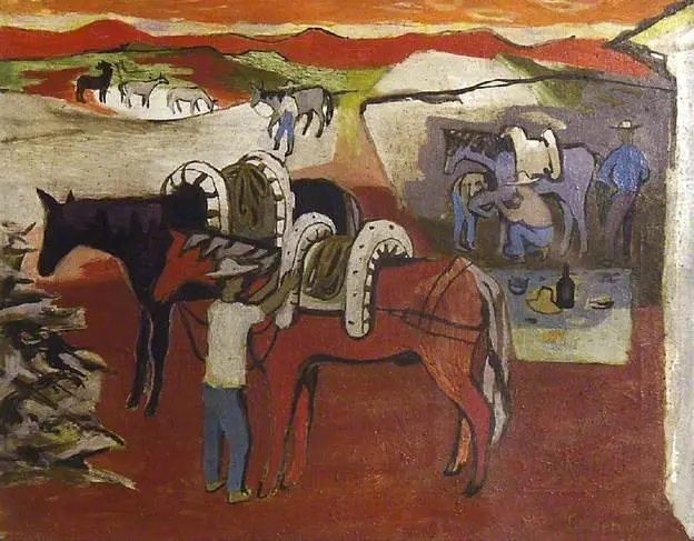 Mary Fedden - mules in tuscany