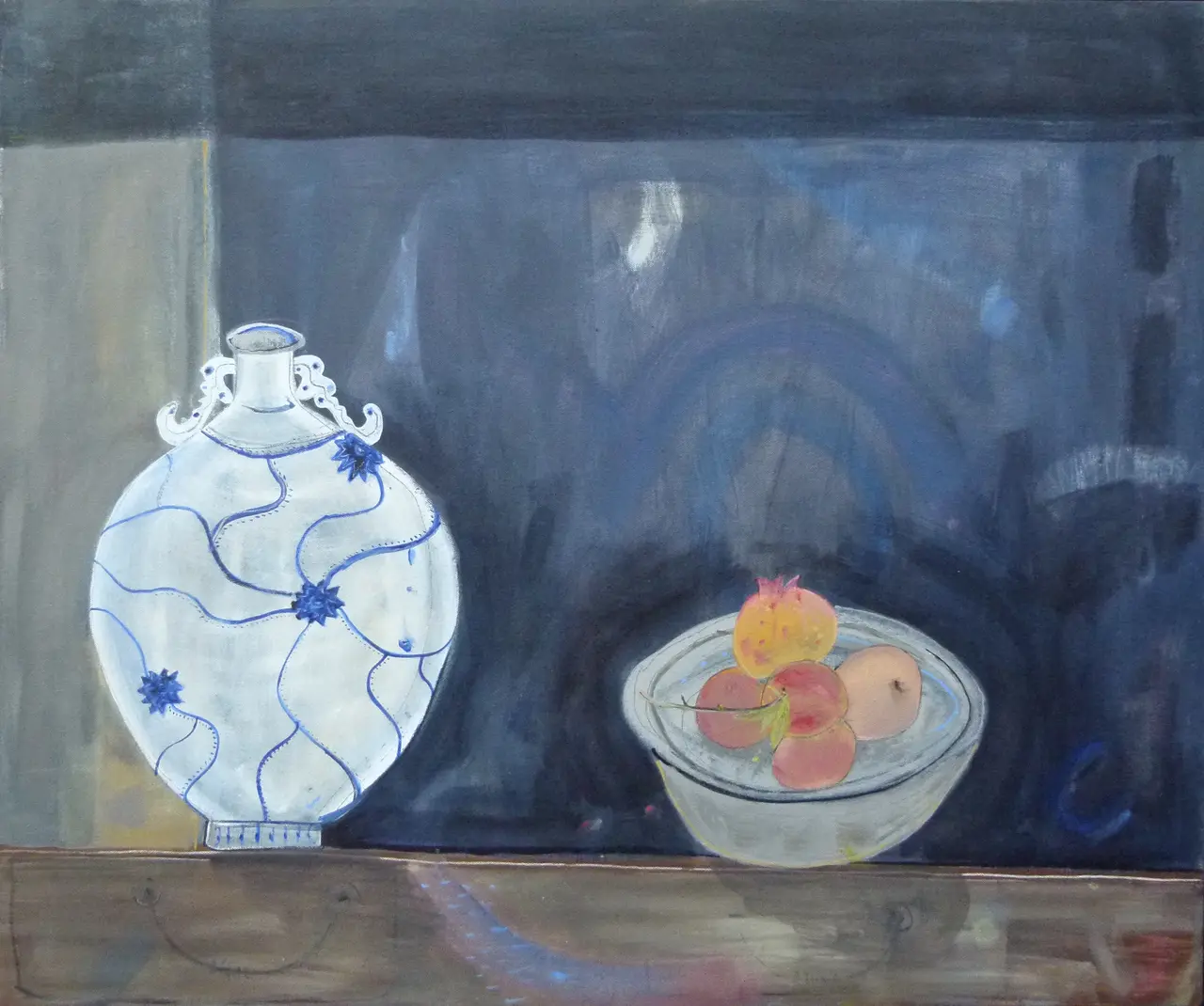 Miranda Gardiner - chinese moon flask and pomegranates