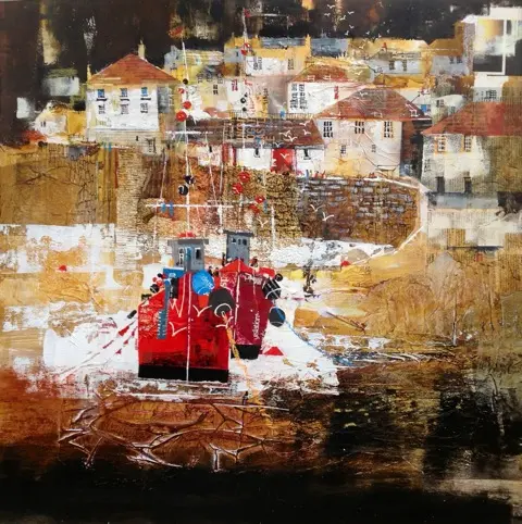 Nagib Karsan - fishermen leaving, port isaac