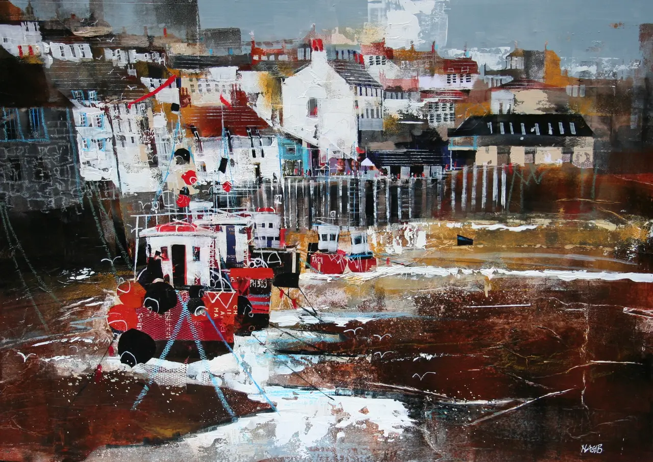 Nagib Karsan - polperro, view across the harbour