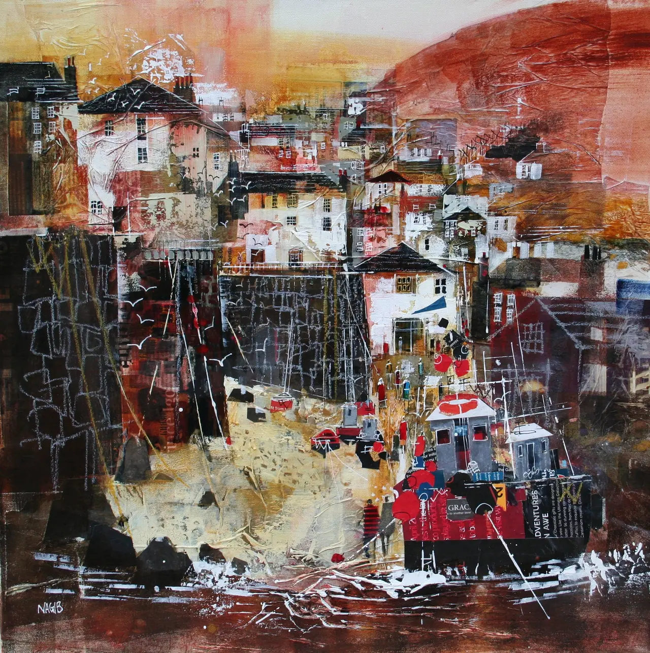 Nagib Karsan - low tide moorings, port isaac