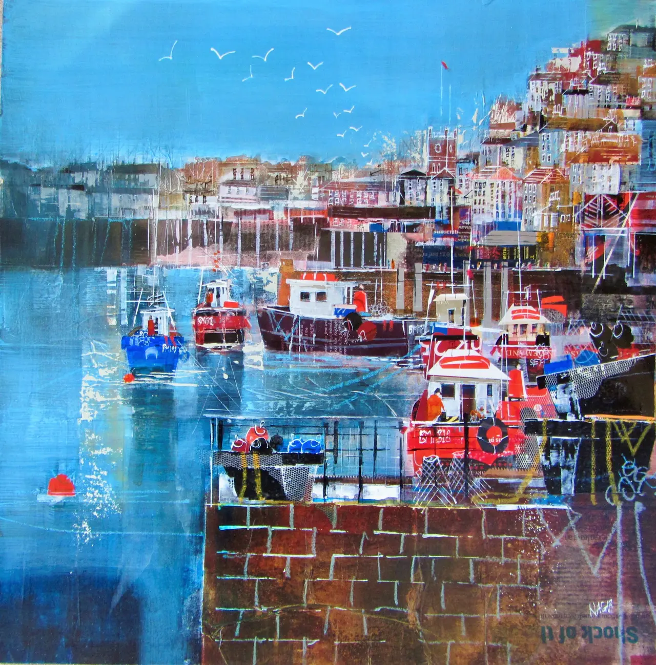 Nagib Karsan - view across the harbour, mevagissey