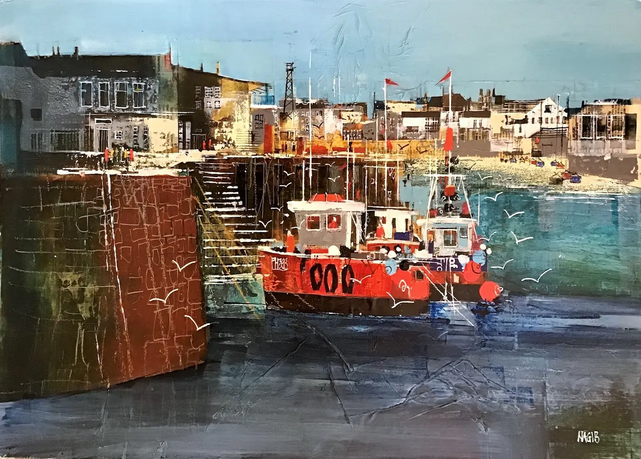 Nagib Karsan - seagulls and boats, bridlington