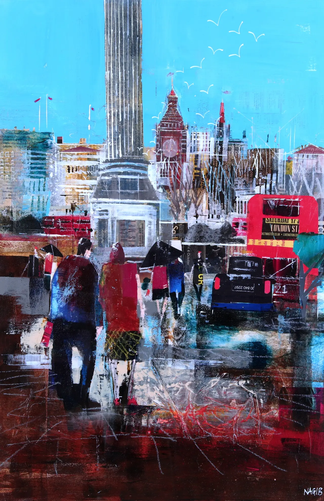 Nagib Karsan - showery day, trafalgar square