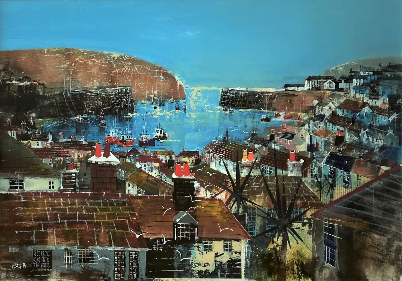 Nagib Karsan - view across the village, port isaac
