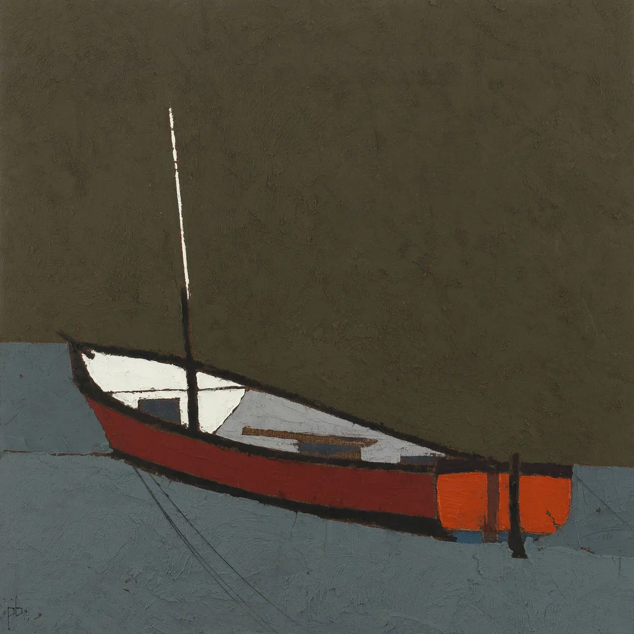 Peter Beeson - orange boat  - st ives harbour