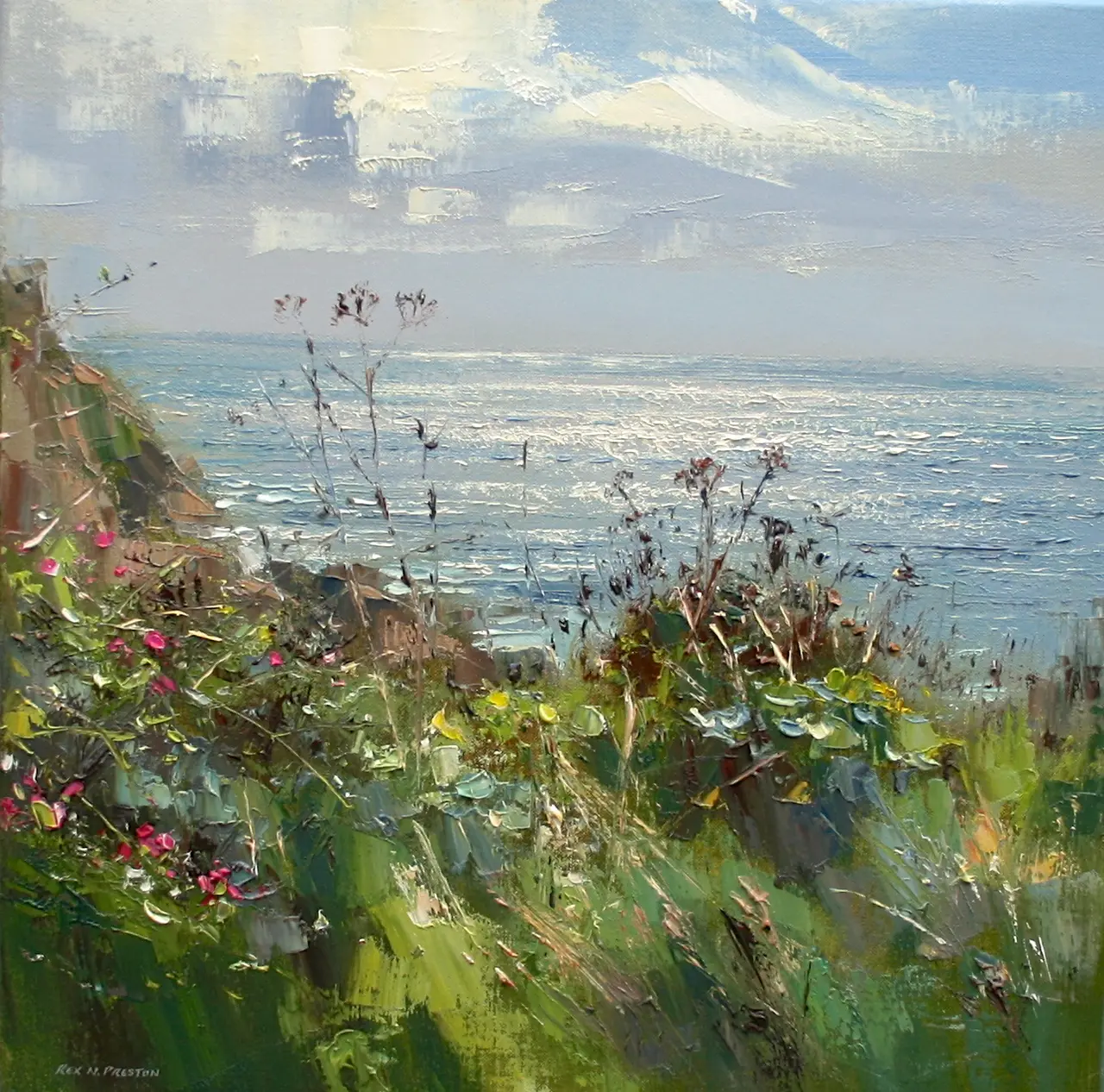 Rex Preston - wild roses and seedheads, porthgwarra, cornwall 