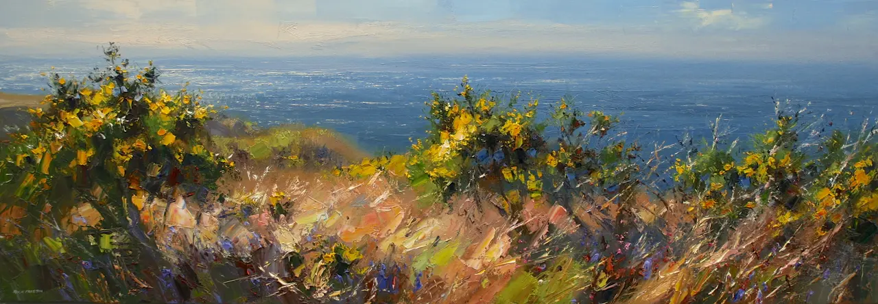 Rex Preston - spring gorse, trevean cliffs