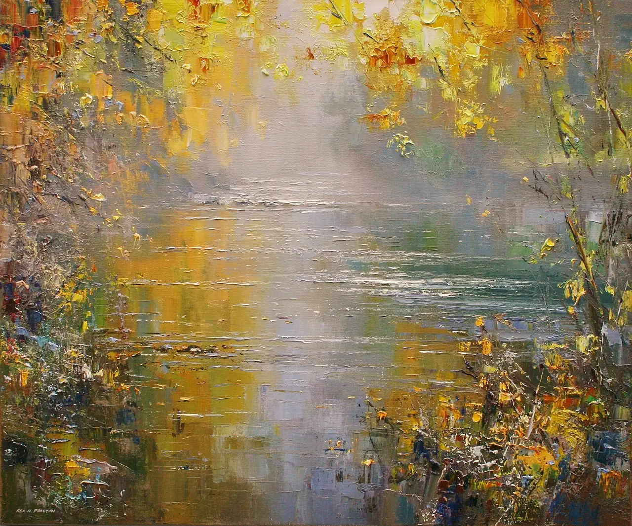 Rex Preston - autumn leaves, river derwent