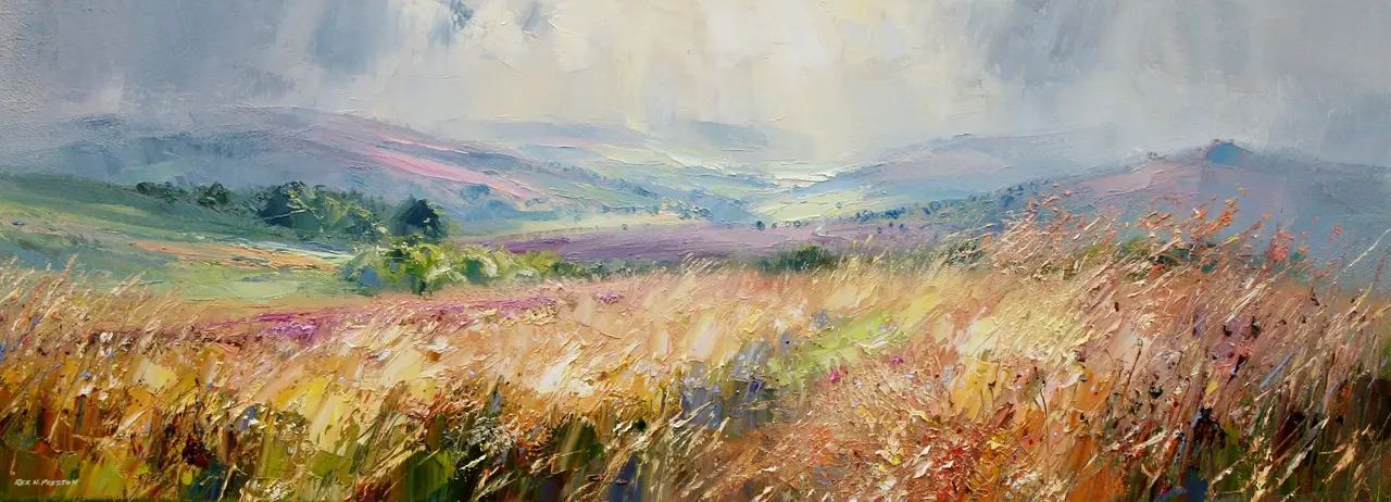 Rex Preston - sunlit grasses, totley moss, north derbyshire