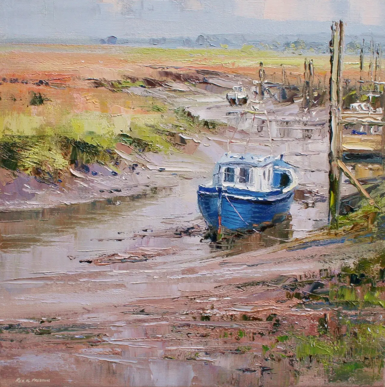 Rex Preston - reflected light, thornham harbour, norfolk