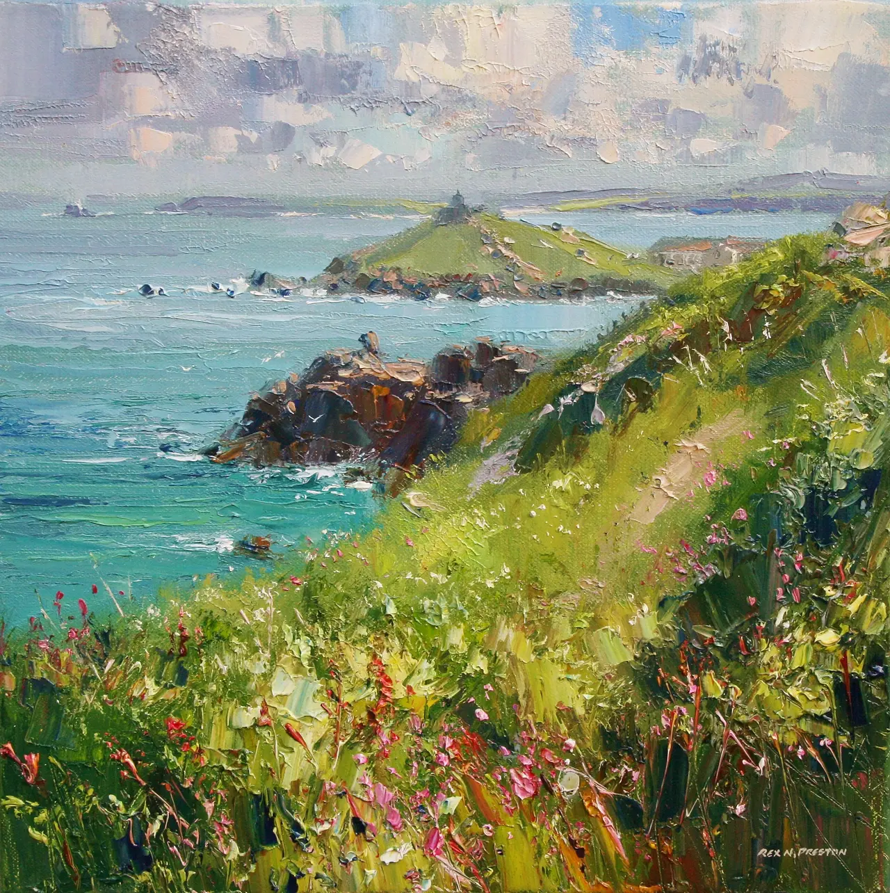 Rex Preston - clifftop flowers, near st ives