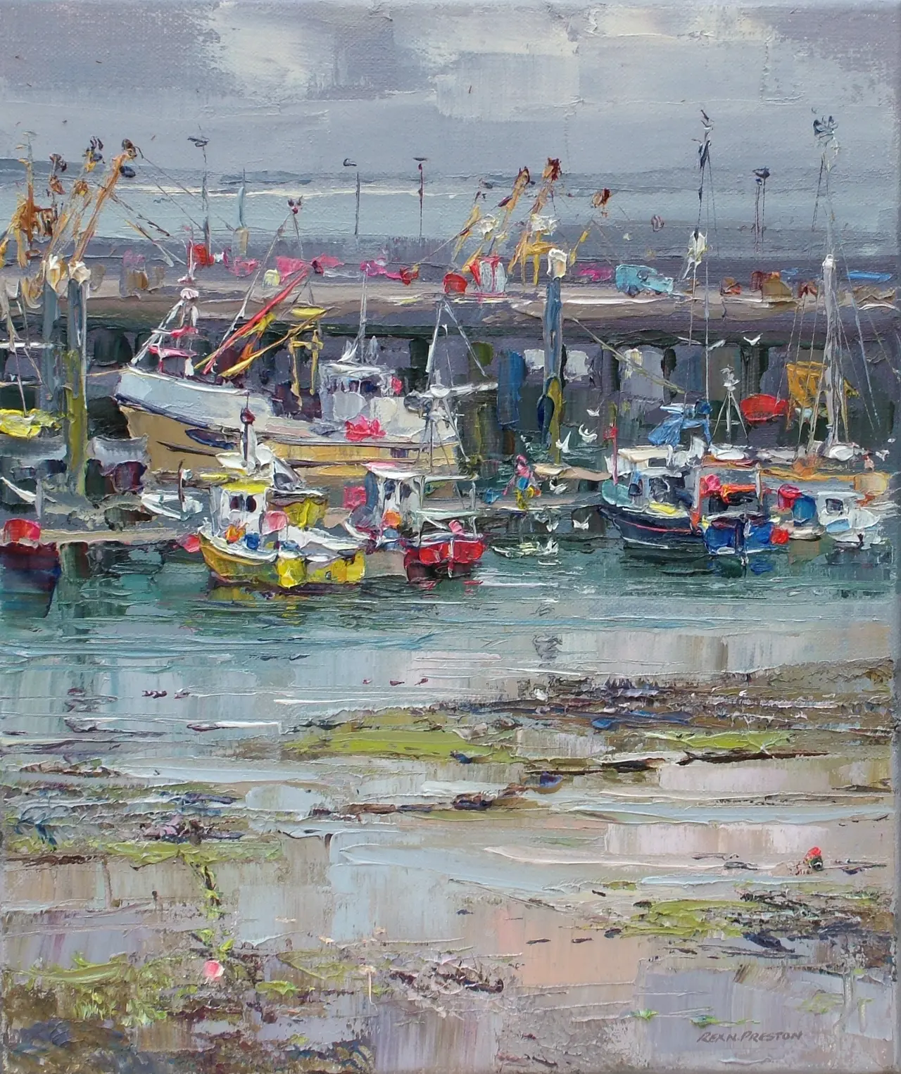 Rex Preston - low tide, newlyn harbour