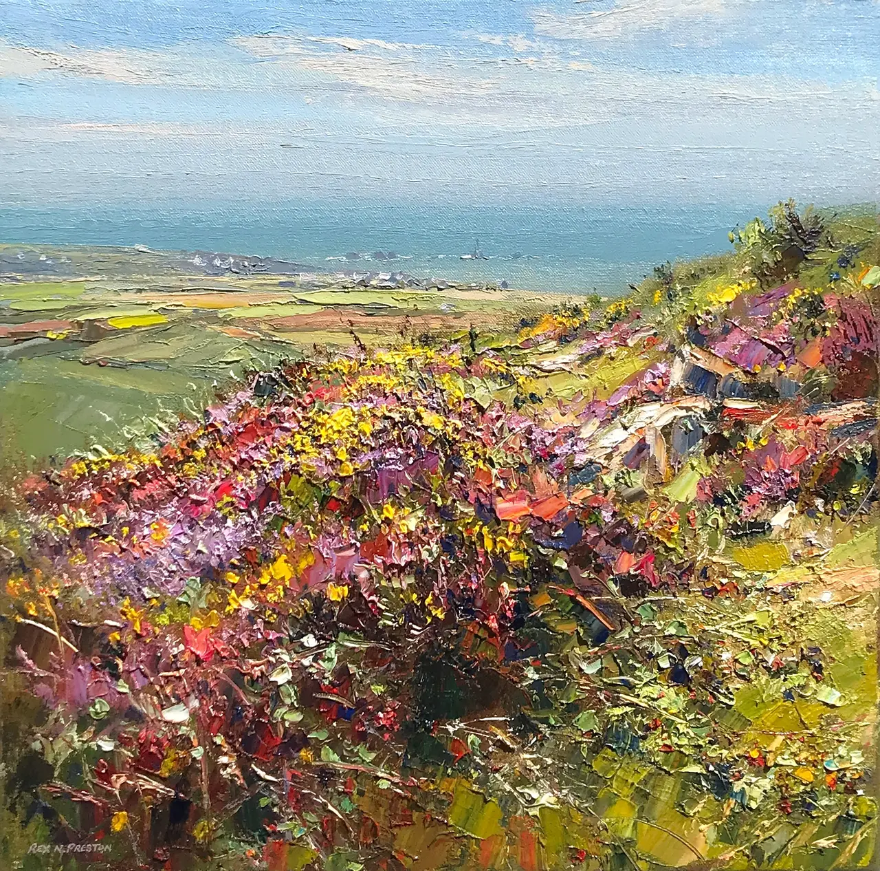 Rex Preston - longships lighthouse from carn brae