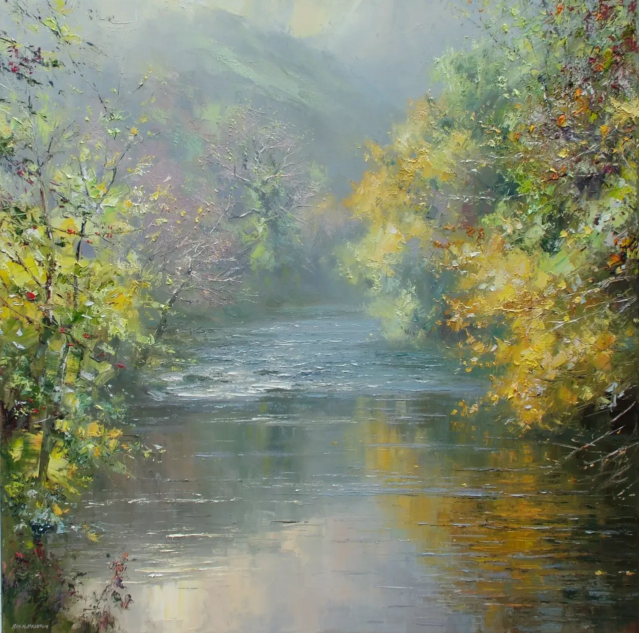 Rex Preston - autumn reflection, monsal dale
