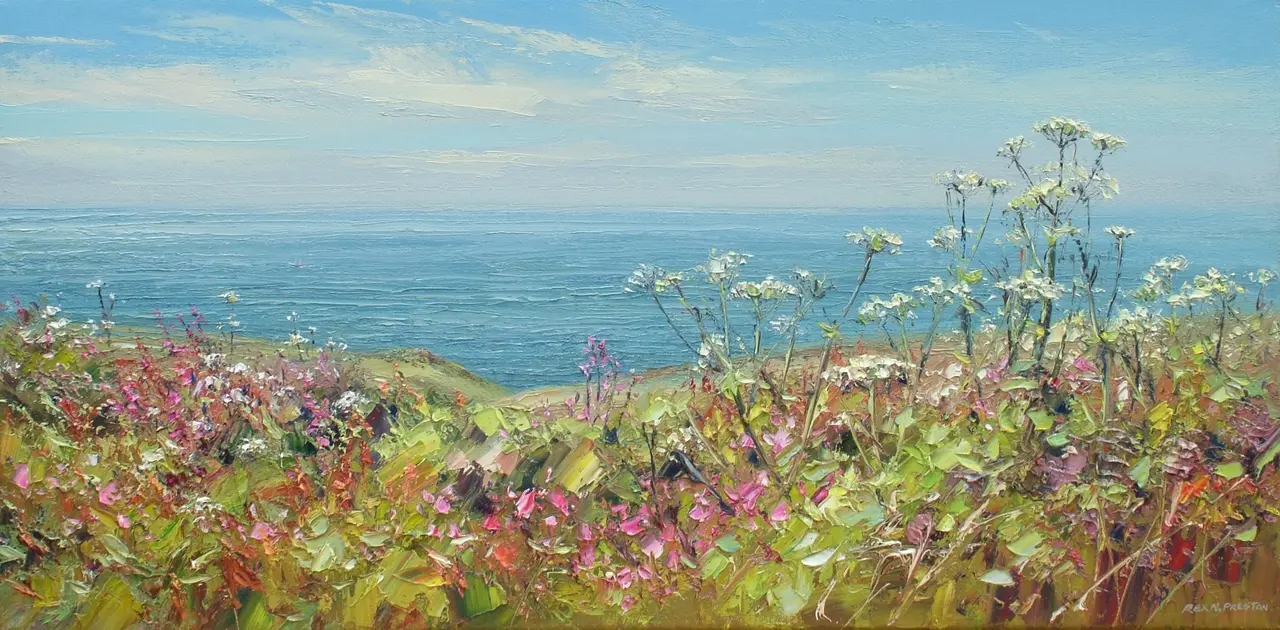 Rex Preston - cow parsley and red campion, near morvah, cornwall