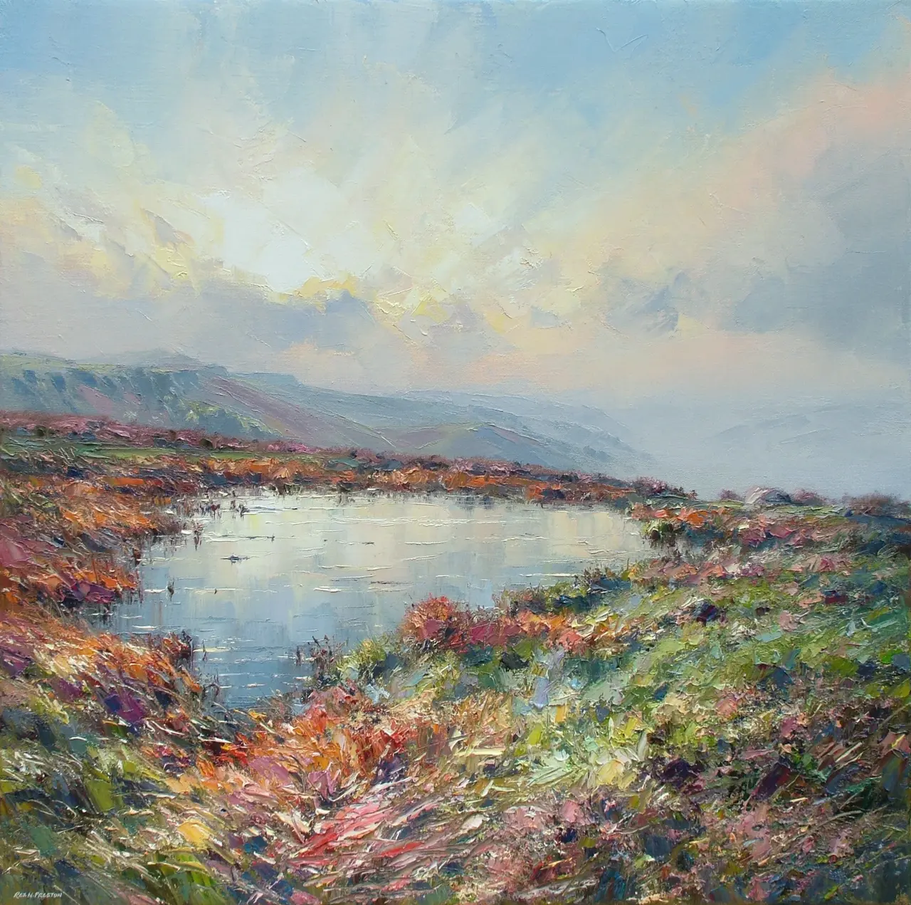 Rex Preston - reflected sunrise, stanage edge