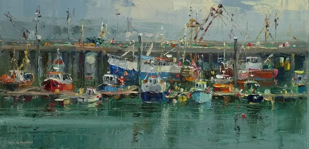 Rex Preston - fishing boats, newlyn harbour