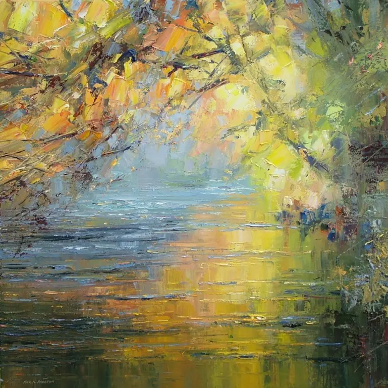 Rex Preston - beech trees by the river