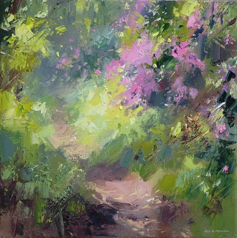 Rex Preston - sunlight on the rhododendrons