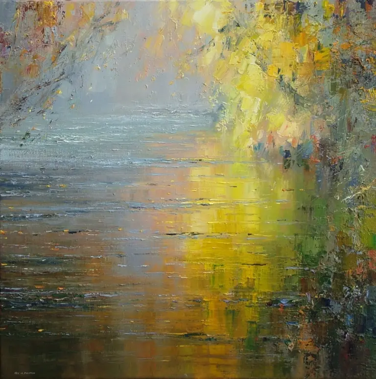 Rex Preston - reflected beech trees chee dale