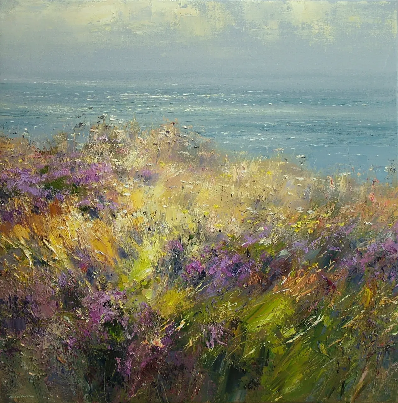Rex Preston - clifftop heather, cape cornwall 